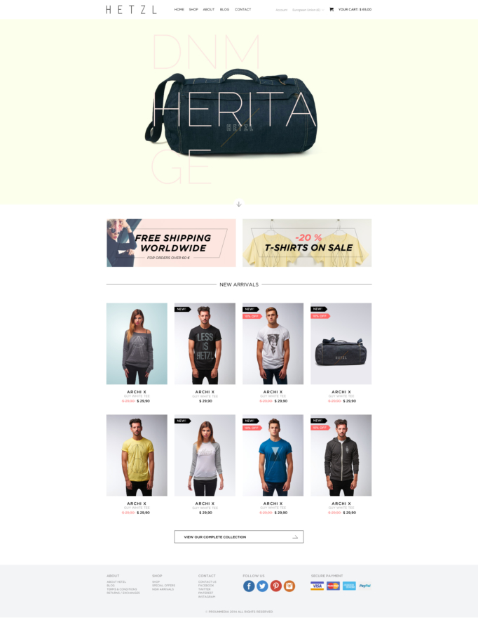 Diseño tienda online Hetzl Clothing