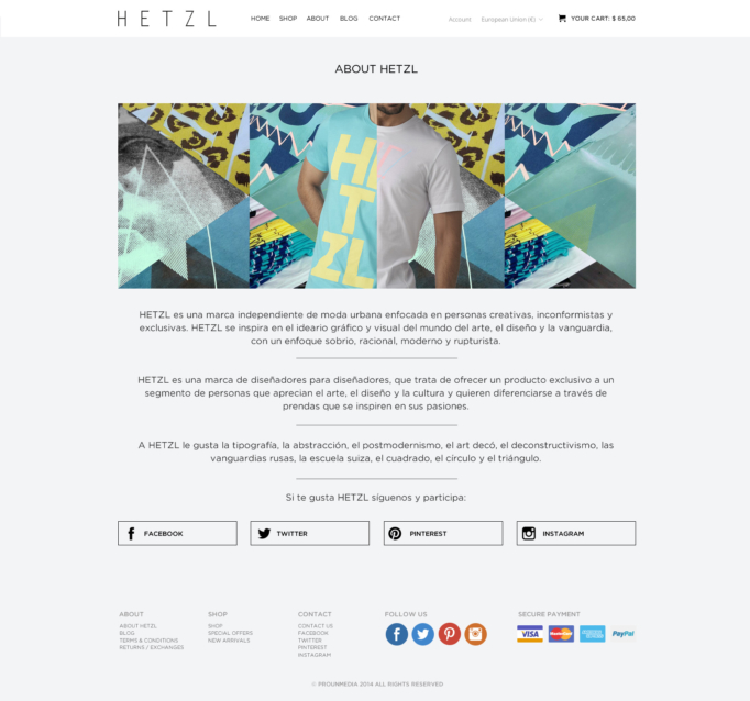Diseño y desarrollo tienda online Hetzl Clothing