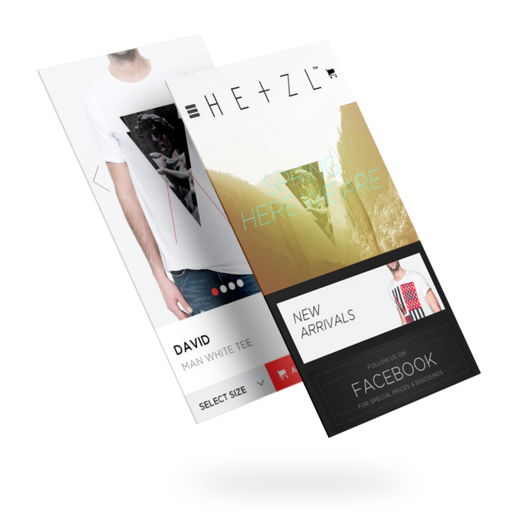 Diseño tienda online móvil Hetzl Clothing