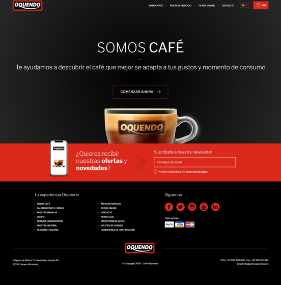 Desarrollo y diseño del ecommerce de Cafés Oquendo